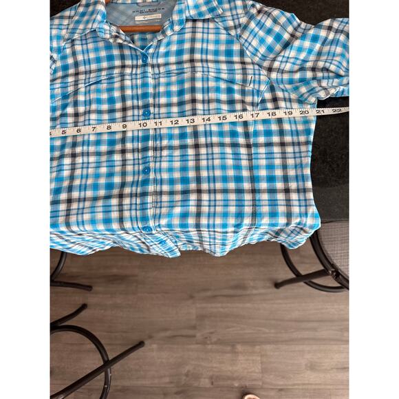 Columbia Omni-Shade Sun Protection Long Sleeve Plaid Blue Women's Size Large - Picture 9 of 11